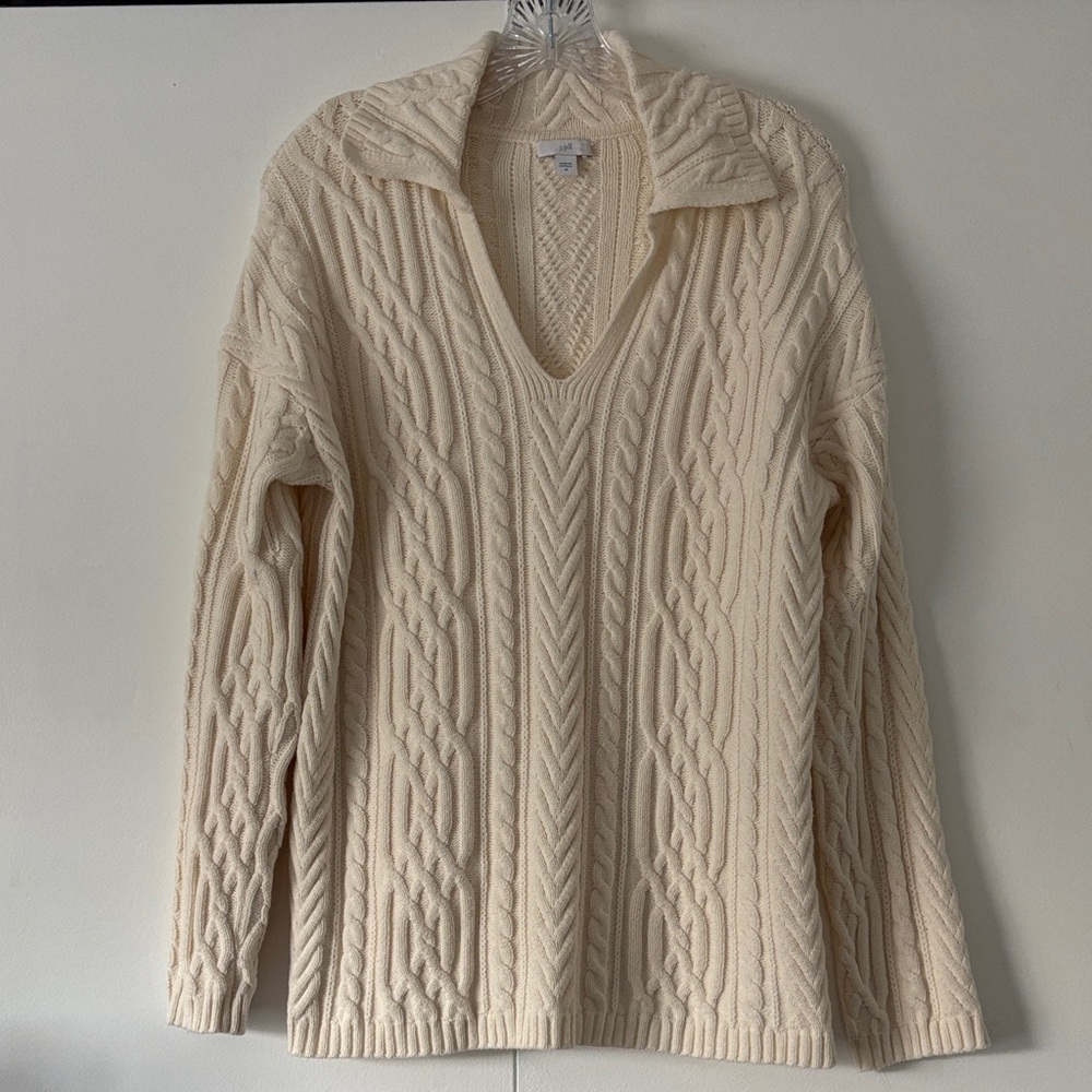 J.Jill White Cable Knit Sweater M